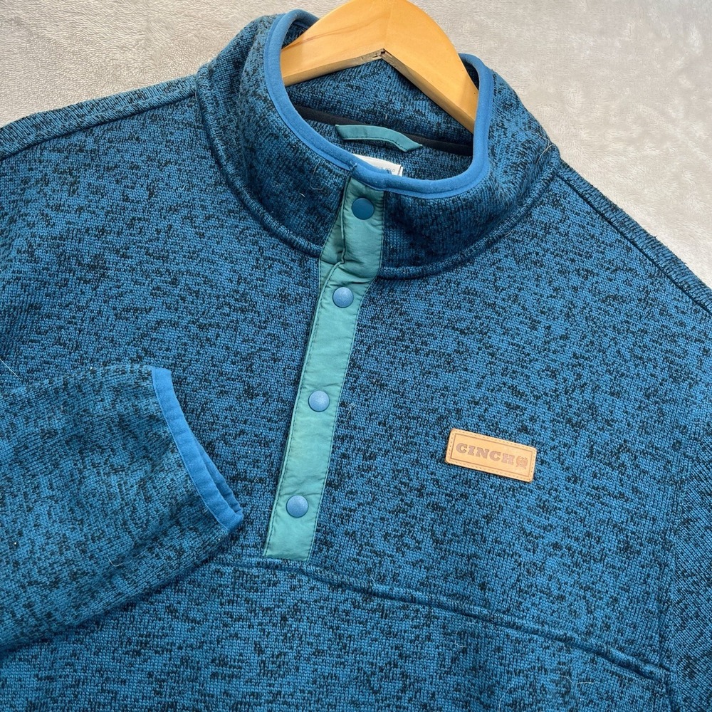 Cinch‎ Fleece Pullover 1/4 Snap Jacket Blue Size XL Mens